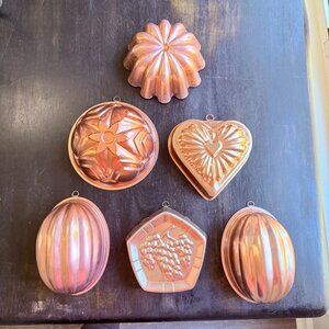 Vtg Copper Kitchen Mold Set Wall Hanging Decor Retro Bakeware Farmhouse Charm